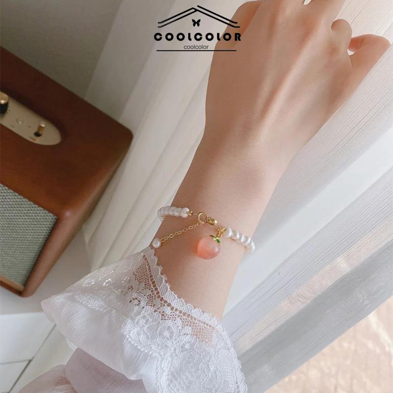 COD❤️Gelang Mutiara Persik Pelajar Wanita Niche Design Sisters Couple Best Friends Gelang Wanita Perhiasan Fashion Aksesoris Impor Murah