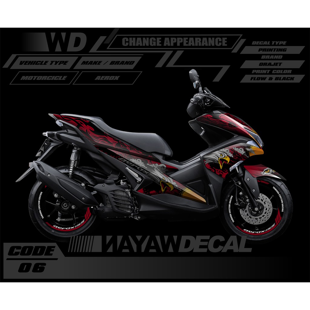 decal aerox striping aerox sticker aerox merah elang garuda