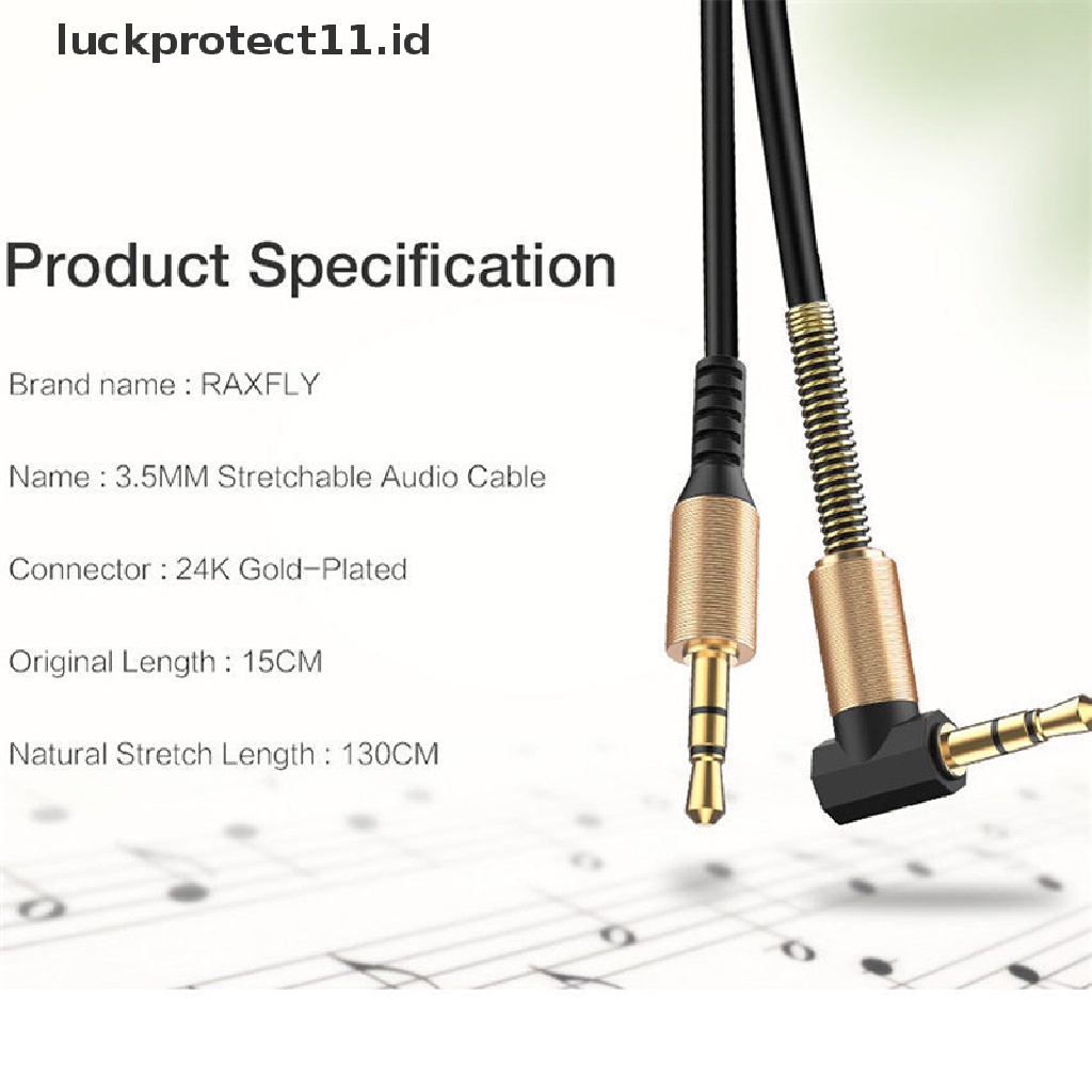 &lt; Luckprotect11.Id &gt; Kabel Tambahan Kabel Audio Bentuk L Male To Male 3.5mm Untuk Mobil