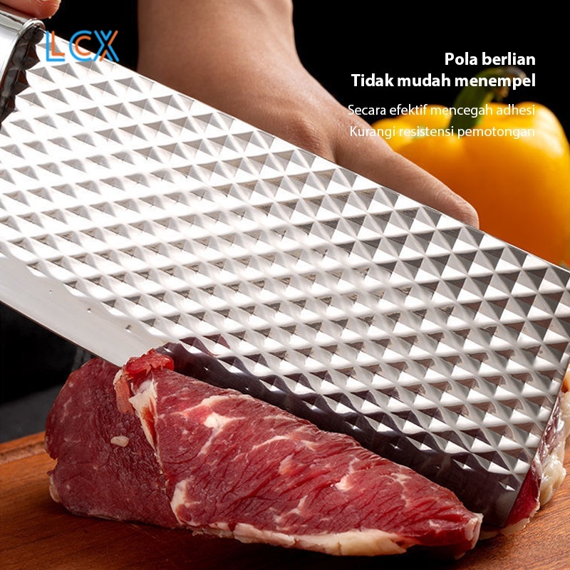LCX 6 in 1 Set Pisau Daging Persegi Stainless Steel Anti Karat Serbaguna Diamond Pisau