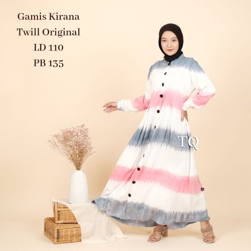 gamis twill warna pink putih