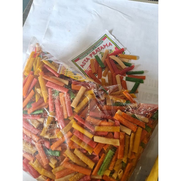 

Kerupuk Impala Panjang Warna/Genggerong Warna@1kg