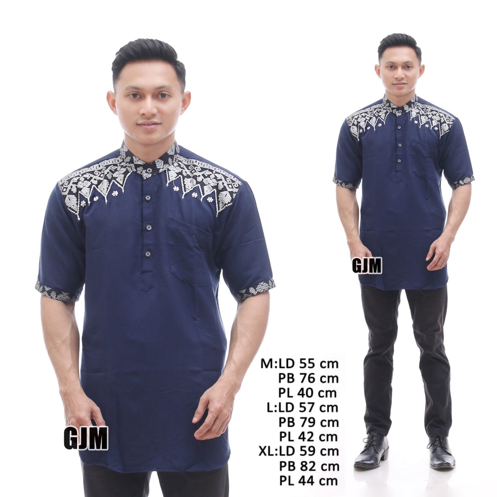 BAJU KOKO KURTA DEWASA LENGAN BAJU PRIA MUSLIM KOKO KURTA BATIK BORDIR BAHAN KATUN KEMEJA MUSLIM