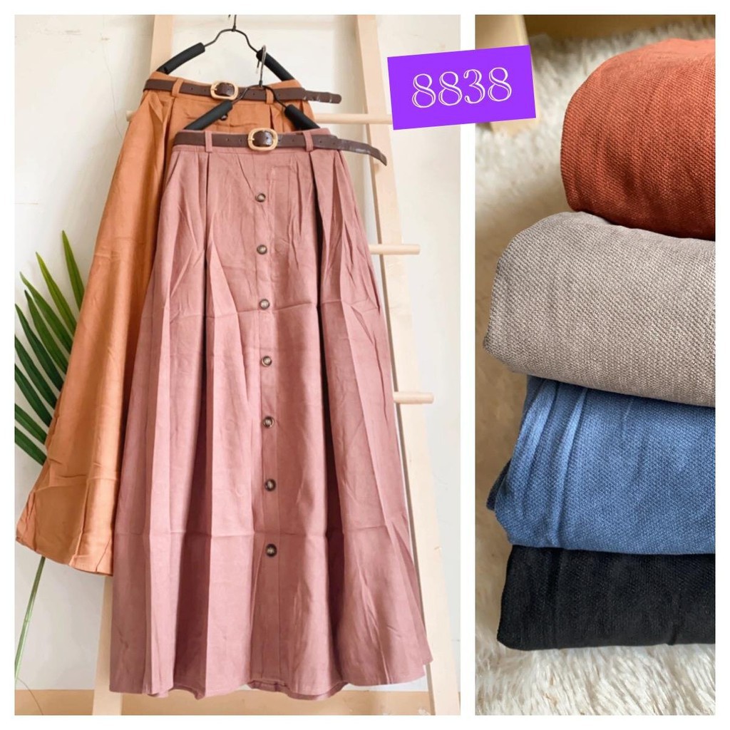 READY  ROK PANJANG PAYUNG KANCING DEPAN BAWAHAN WANITA MUSLIM