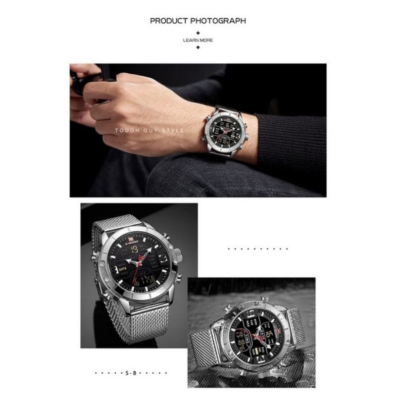Jam Tangan Pria Naviforce NF9153 Duoble Time Rantai Pasir Original Garansi 1Tahun(Anti Air)