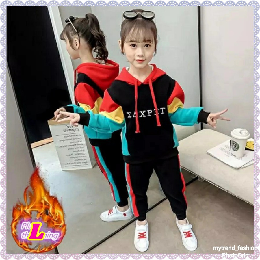 Setelan Celana Hoodie Training Anak Perempuan Cewek Korean Style Trendy Kekinian / Set Yesa Kid Ukur