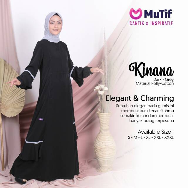 BAJU GAMIS MUTIF KINANA AG DARK GREY