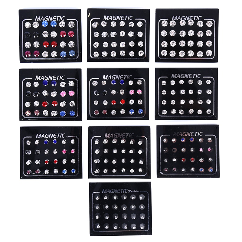 # Kaos T-Shirt Wanita Lengan Pendek Motif Print #24pcs / set Anting Tusuk Berlian Imitasi Bulat Magnetik Untuk Wanita