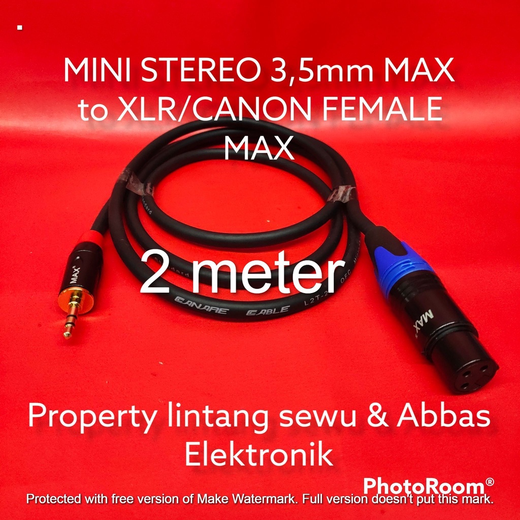 KABEL JEK MINI STEREO MAX TO XLR CANON FEMALE MAX 2 METER