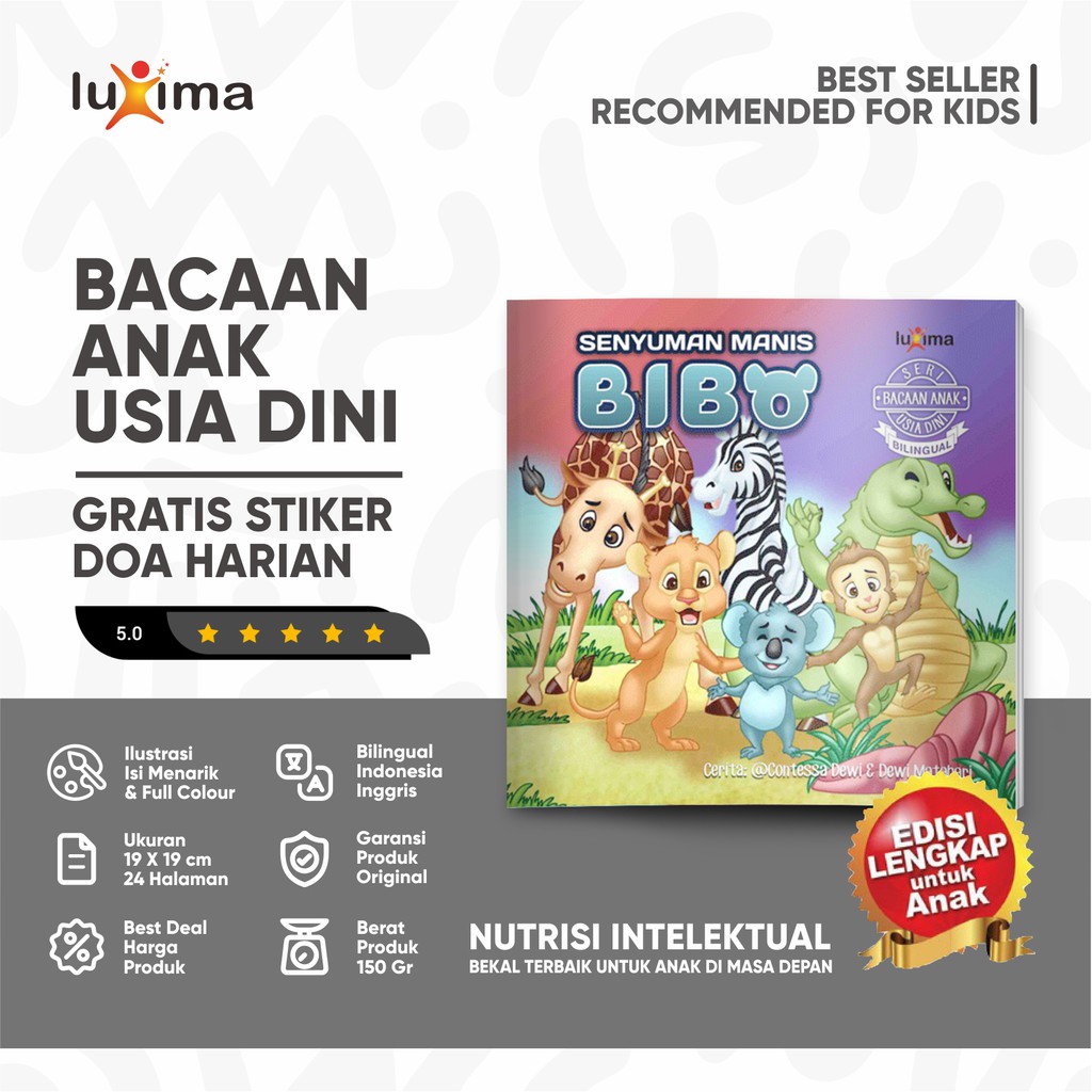 Buku Senyuman Manis Bibo - Fabel Anak Bilingual - Seri Bacaan Anak