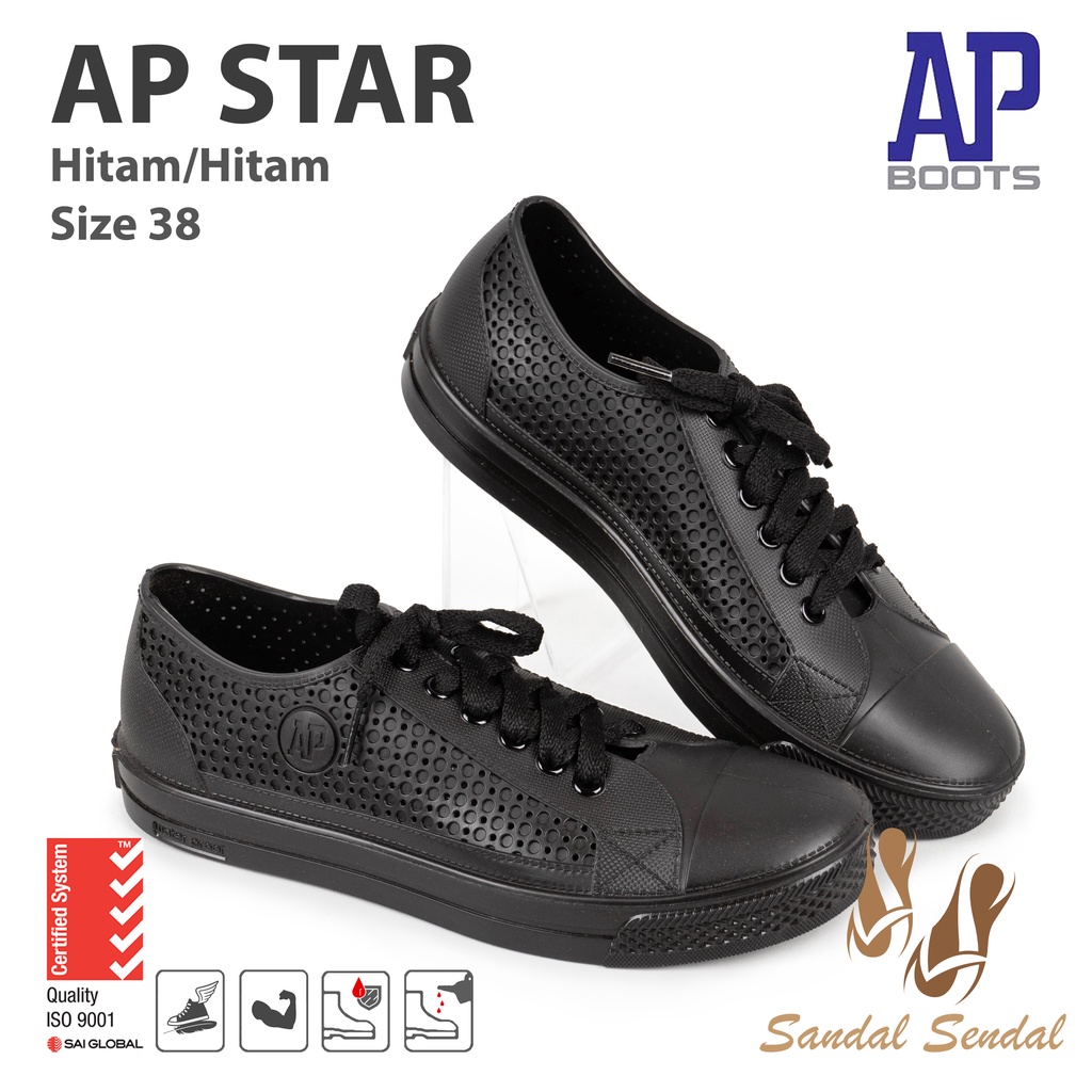 Sepatu AP STAR Hitam Hitam- Sepatu Kets By AP Boots