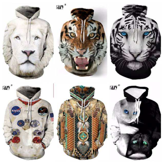 JAKET 3D SWEATER KAOS HOODIE MOTIF PRINTING GAMBAR 3D CASUAL LENGAN PANJANG