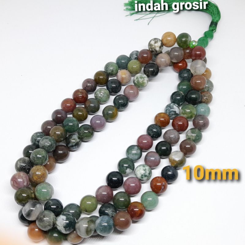 TASBIH 10MM BATU HIJAU LUMUT SULIKI 99BUTIR ORIGINAL STONE