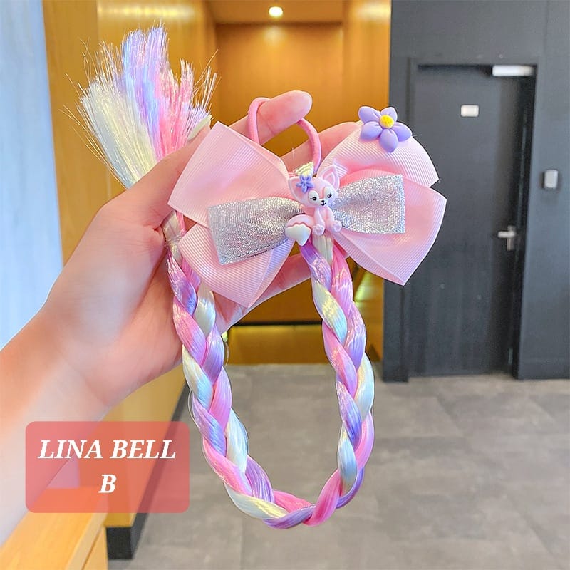 LINA BELL BOW AKSESORIS FASHION ANAK PEREMPUAN IMPORT KOREA LUCU WIG RAINBOW