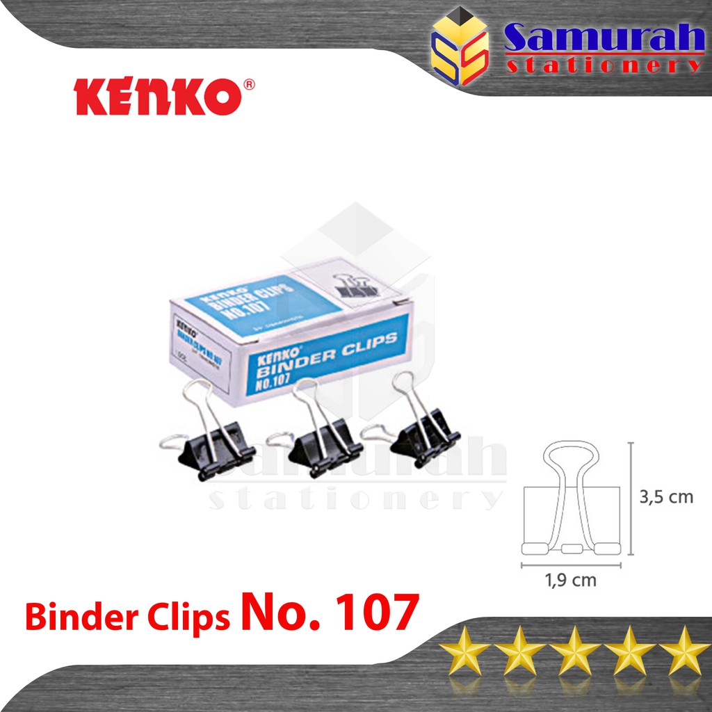 

Binder Clips No 107 Kenko / Clip Hitam Penjepit No.107 / Klip Jepit Kertas Kecil