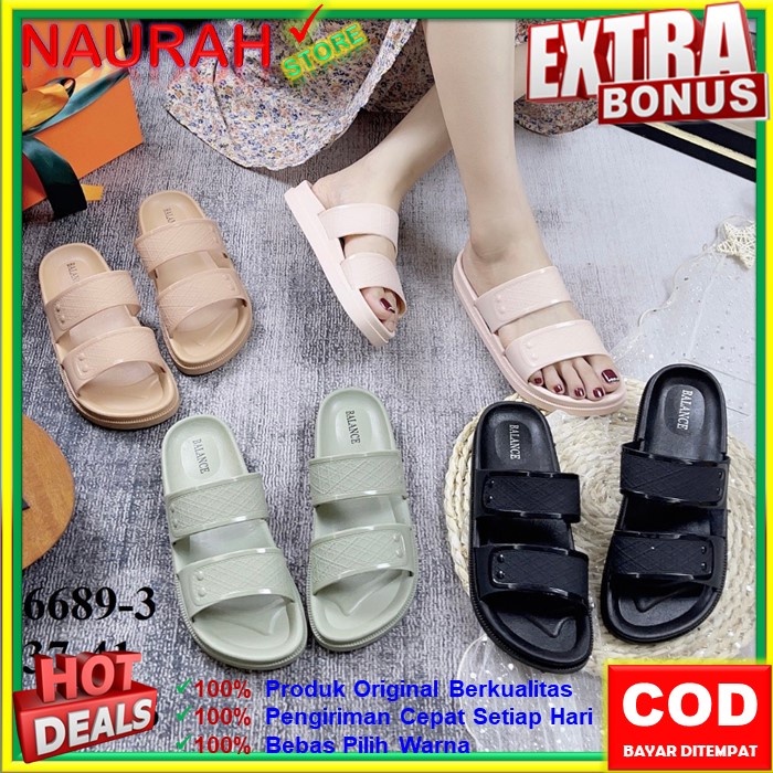 ✨ COD ✔️ SANDAL WANITA BALANCE 6689 3 SANDAL WEDGES BAN 2 MOTIF ANYAM GARIS LIST MENGKILAT TEBAL NYAMAN AWET SOL ANTI SLIP