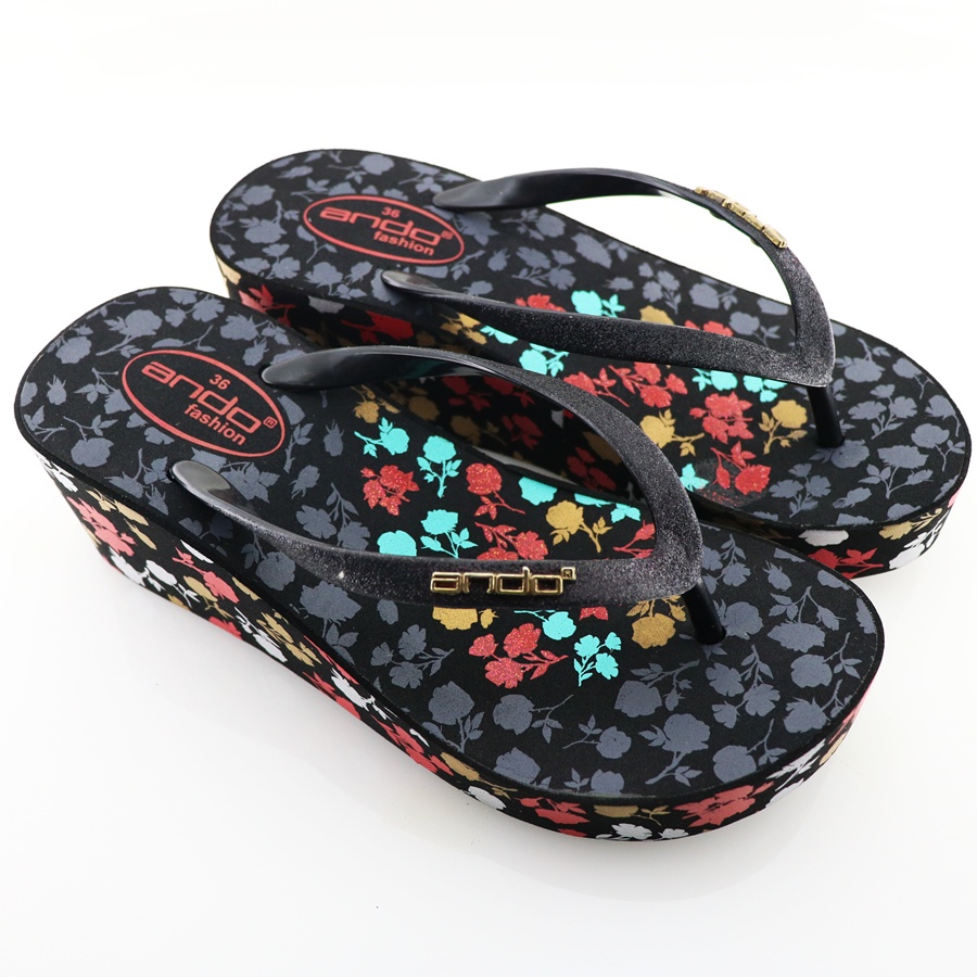 Ando Bella Hitam - Sandal Wedges Wanita