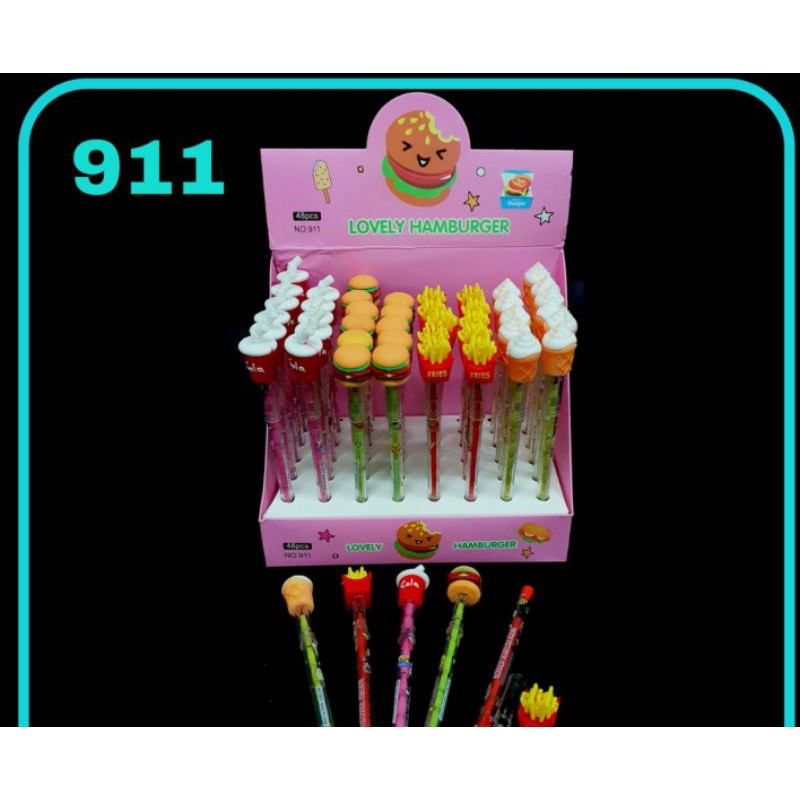 (48pc/56pc) pensil lantu susun/pensil susun karakter/pensil cabut/LANTU 1BOX BESAR-MAKANAN