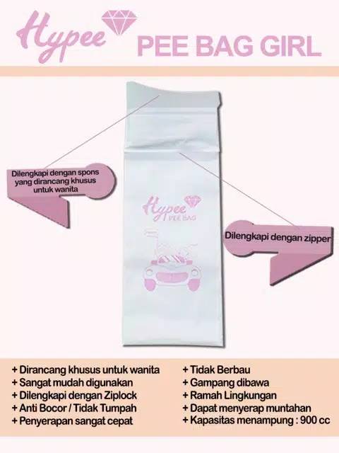 Hypee pee bag girl kantong urin wanita