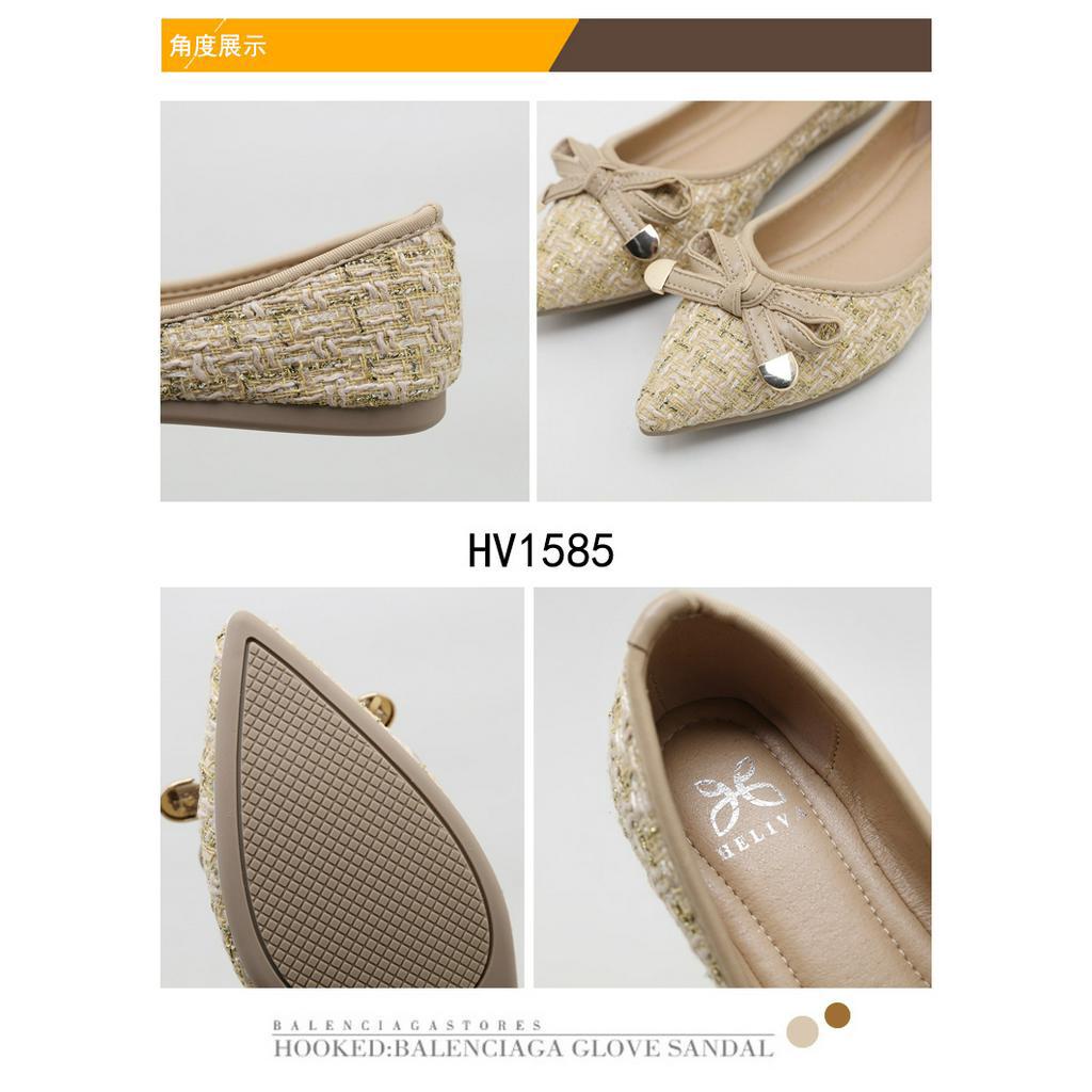 COCO HELIVA Sepatu FlatShoes Teplek Bahan Mesh Motif Pita Ribbon Bow Model Slip On HV1585 Original Brand