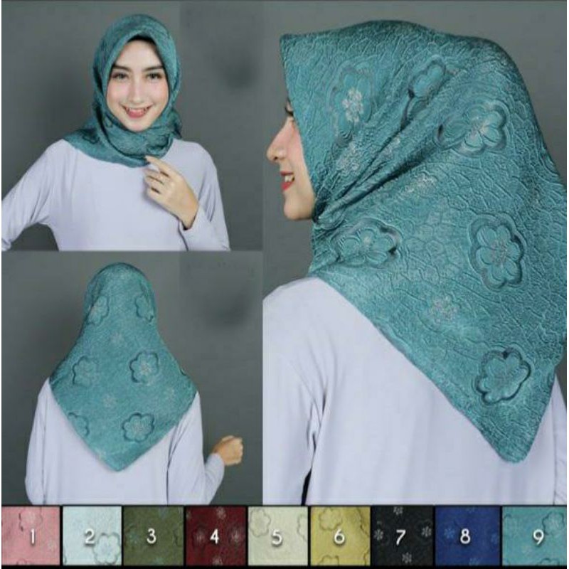 Jilbab Motif Bunga / Jilbab Segi Empat / Jilbab Bella Square