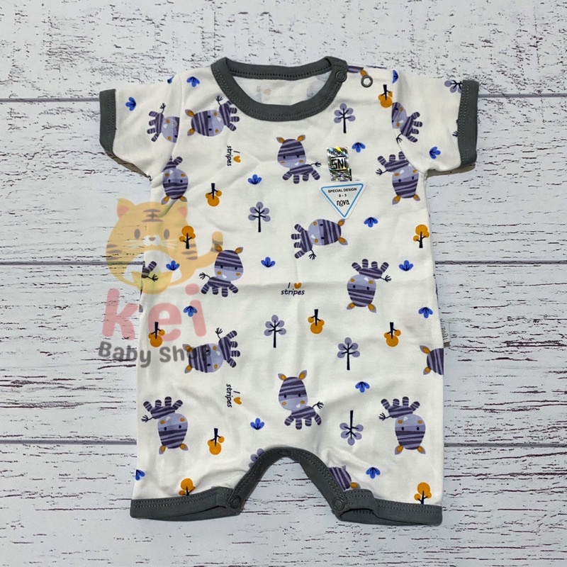 Nova Jumper Bayi Karakter Polos Abu - Romper Pendek Bayi Nova 0-3 3-6 6-9 Bulan