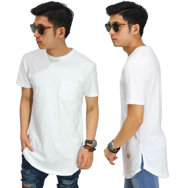 Longline T-Shirt New Basic White/kaos hiphop pria #smon #smon/ baju dance putih