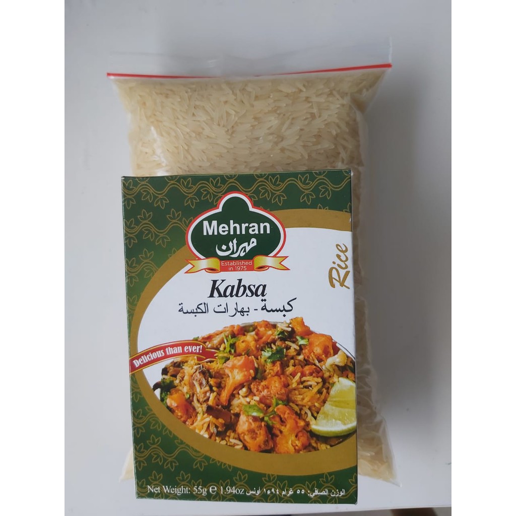 

Beras basmati 1kg dan Bumbu Kabsa Mehran