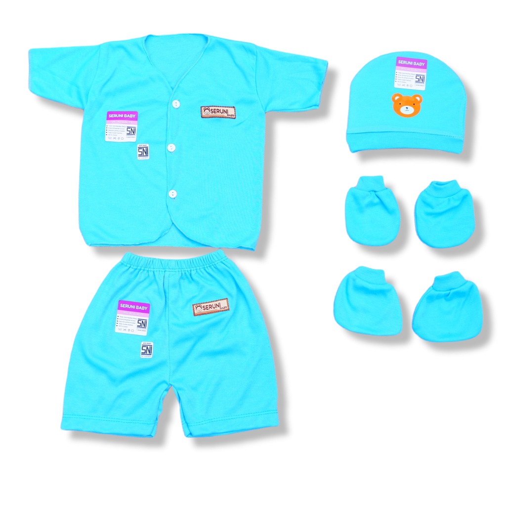 SERUNI BABY - Set Setelan Baju Bayi Topi Kupluk Sarung Tangan Kaki SNI Motif  Wartu