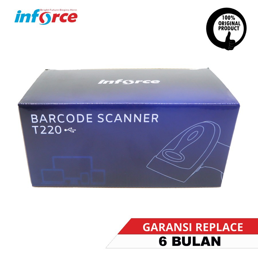 Inforce Barcode Scanner T220 2D/1D USB Wired Kabel Cable Handheld