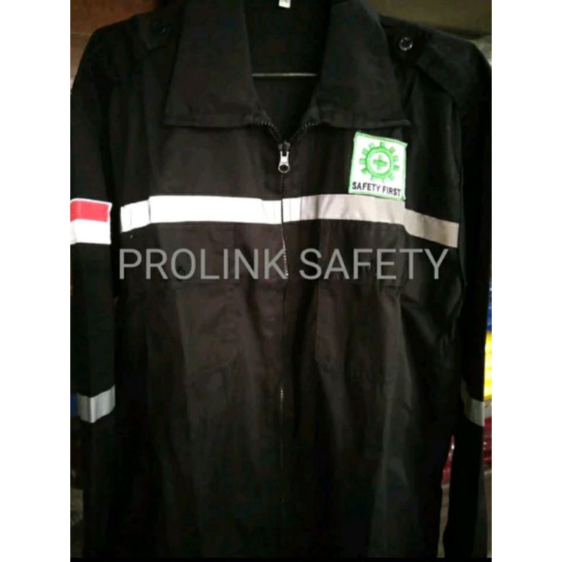 SERAGAM BAJU SAFETY HITAM RESLETING