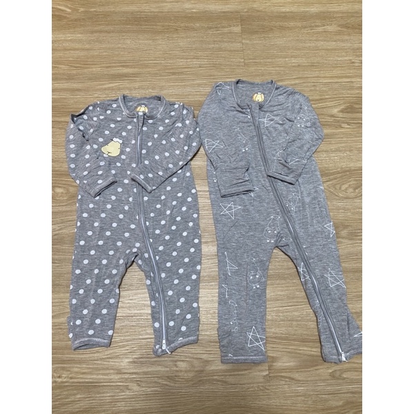preloved baabaasheepz bamboo romper zip grey resleting baju tidur bambu piyama anak baa baa sheepz
