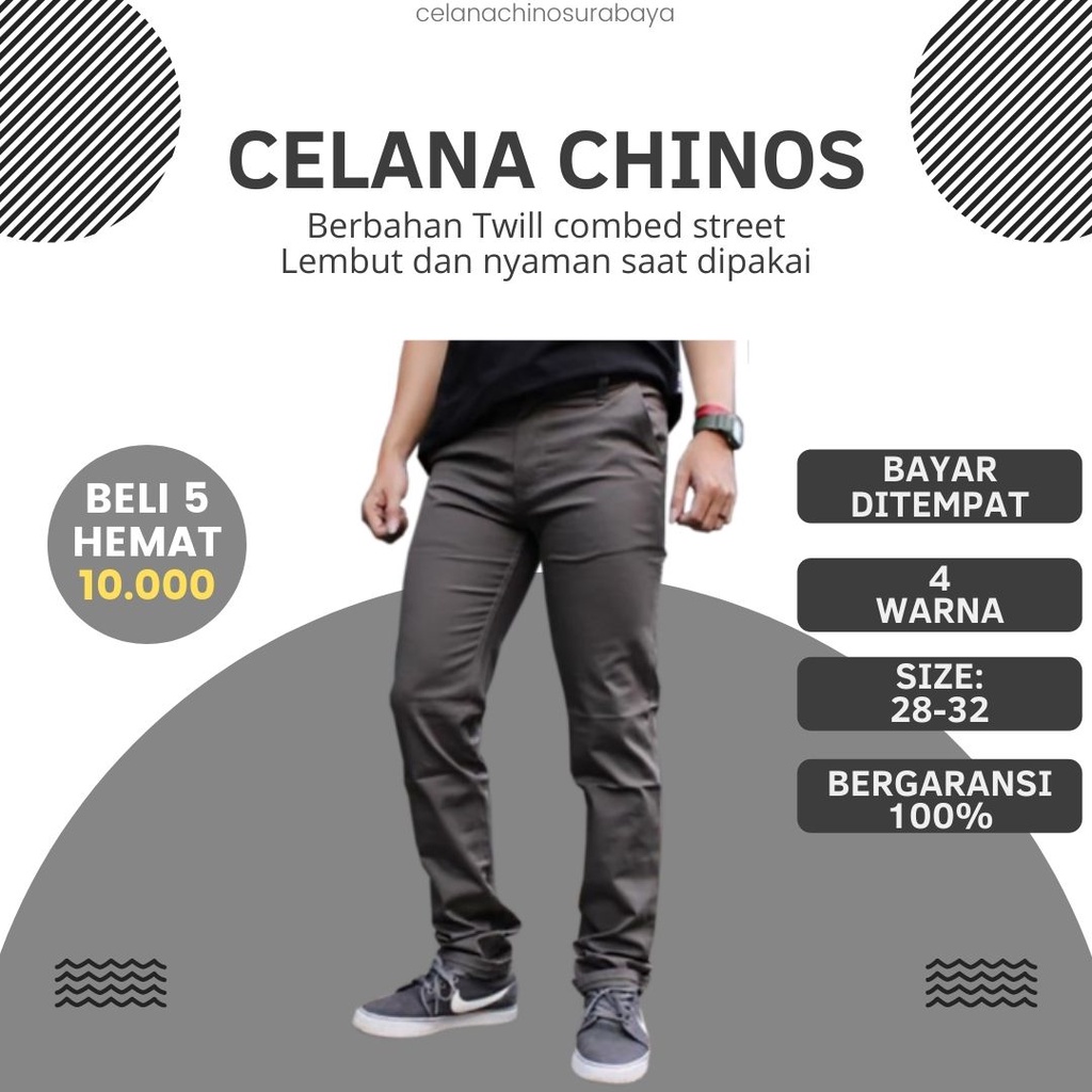 Pusat Celana Panjang Pria Chino Standar Kerja Clana Chinos Cinos Cino Kantor Santai Liburan Cowok Ge