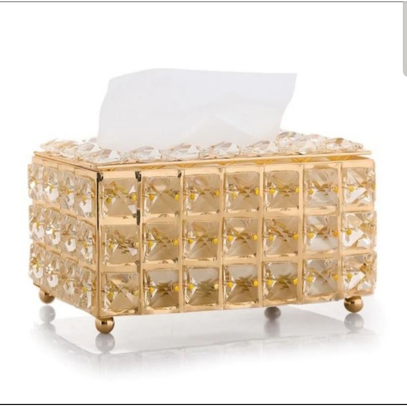 Tempat Tisu Kristal Kotak Tissue Eropa box gold crystal Mewah glamour