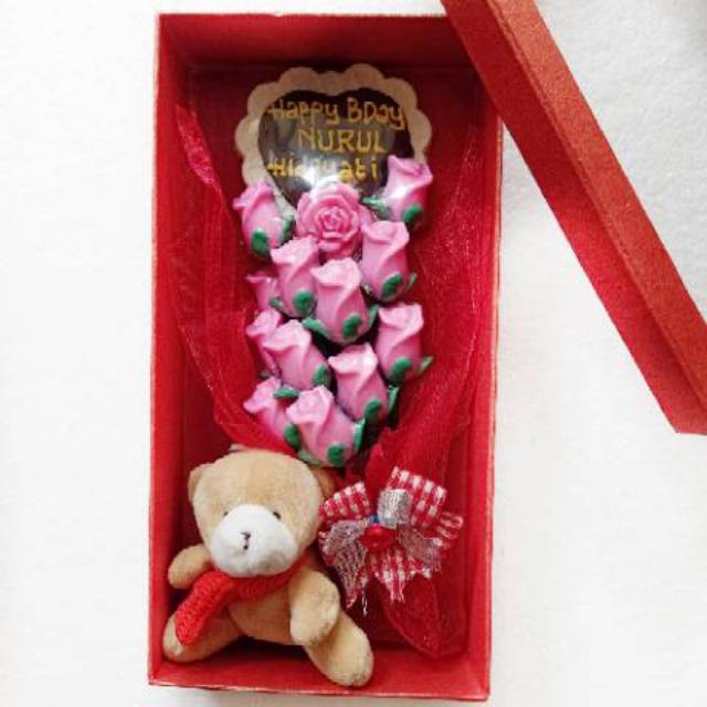 

Coklat valday buket mawar boneka bear untuk kado hadiah valentine pacar suami istri