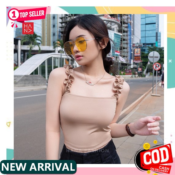 Tankop Teng Top Tenk Top Model Korea Tali Besar Bahan Spandek Jersey Kekinian Ad12 Feminin Tanktop B