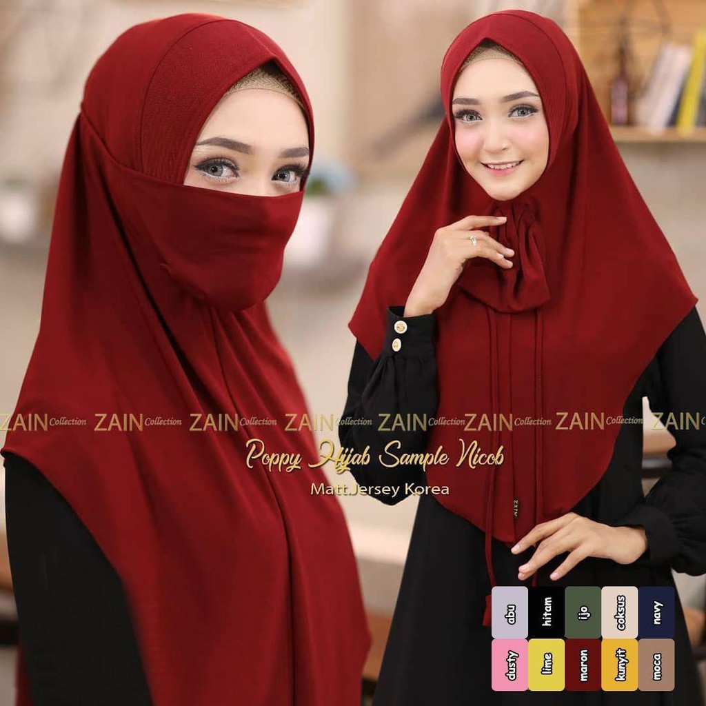 Instan Niqab Poppy terbaru hijab instan / khimar syari niqab / niqab jersy terbaru