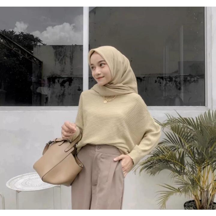 Lasperal Batwing Blouse Sweater Rajut fit to XL