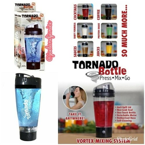 BOTOL MIXER SHAKER OTOMATIS TORNADO PRESS MIX AND GO GYM FITNESS PORTABLE PROTEIN ORIGINAL IMPORT VA339