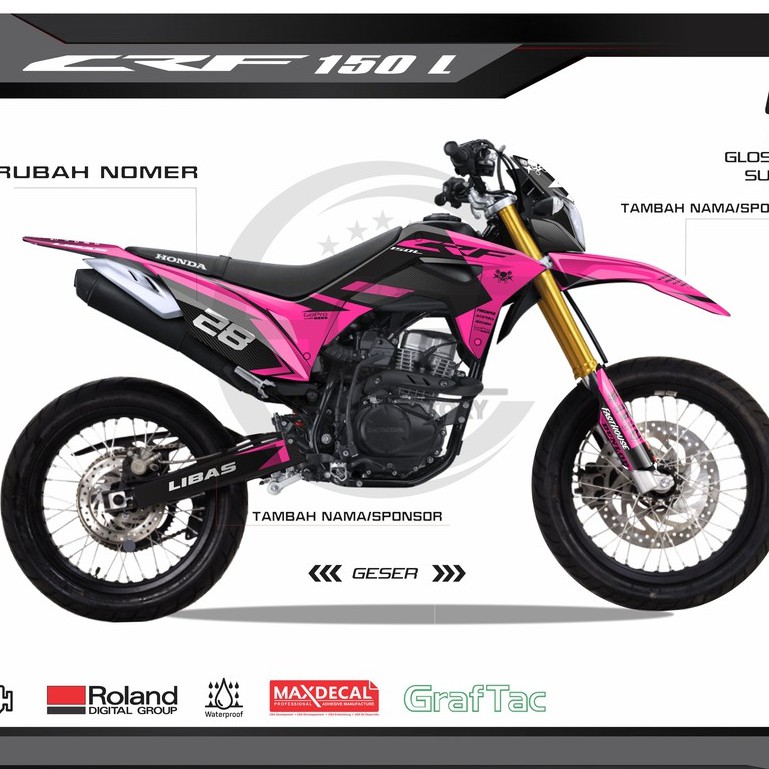 STICKER DECAL CRF / SUPERMOTO / MOTOCROSS FULL BODY 003B PINK