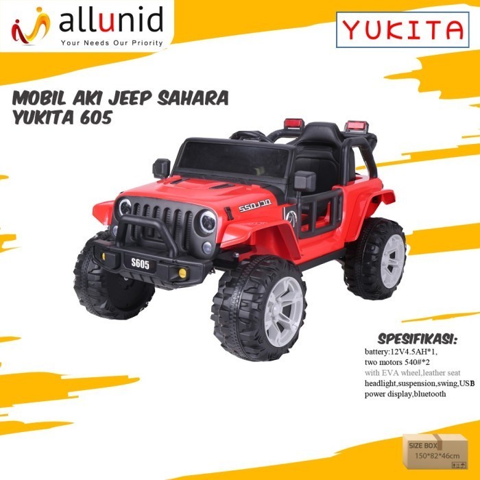 Mainan Anak Mobil Aki JEEP SAHARA KYZ 605 - Maenan Mobilan Remote ( Non Paint )