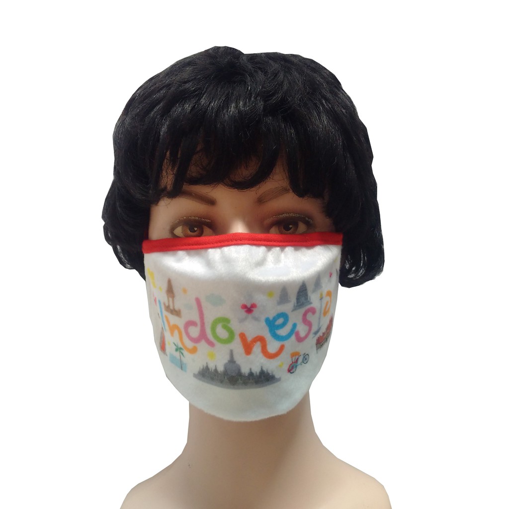 Masker Kain 3 Lapis/ply Katun Motif Indonesia - Bahan Lembut - Tebal
