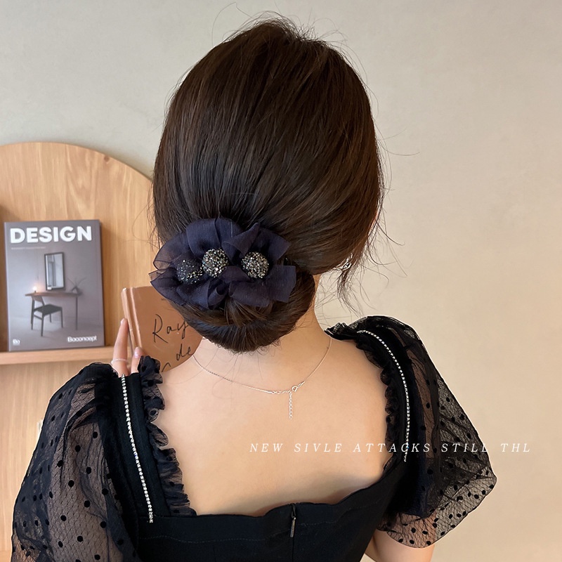 Ikat Jepit Rambut Sanggul Hair Bun Tie Kawat Motif Bunga Manik Manik Fashion Style Korea AK230