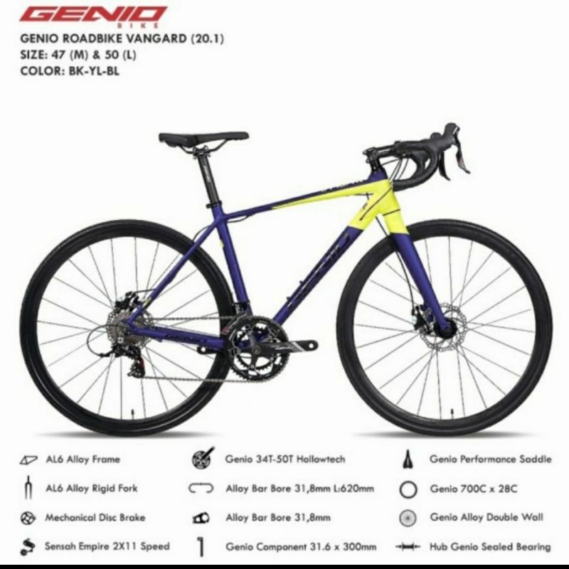 PROMO GRATIS ONGKIR Sepeda Roadbike 700C GENIO VANGARD + Bonus