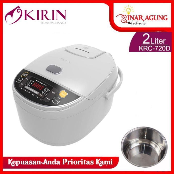 KIRIN RICE COOKER DIGITAL 2LTR KRC-720D / KRC 720D STAINLESS - WHITE Rice Cooker Hemat Listrik Besar