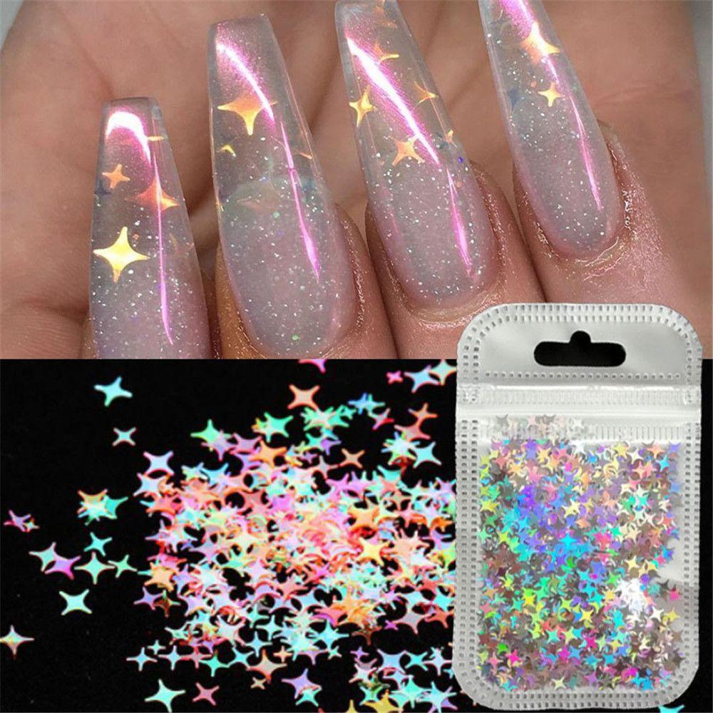 Top Nail Sequin Hiasan Nail Art Glitter Laser 3D