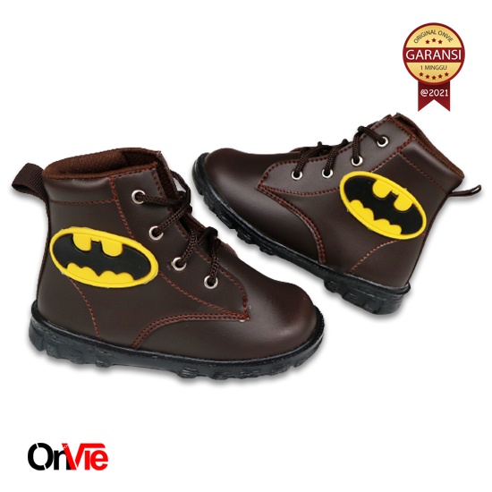 Sepatu Anak Boots Formal Pria Original Kulit Motif Super hero