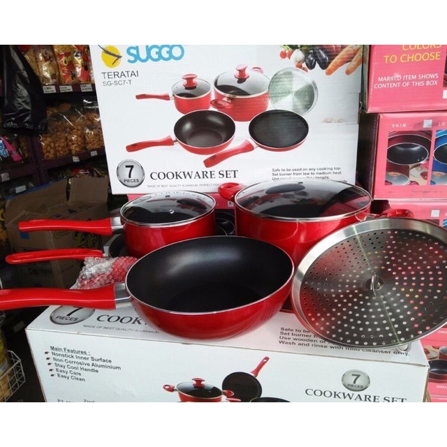 PANCI SET SUGGO TERATAI TEPLON 7PC / COOKWARE SET SUGGO TEPLON 7PC
