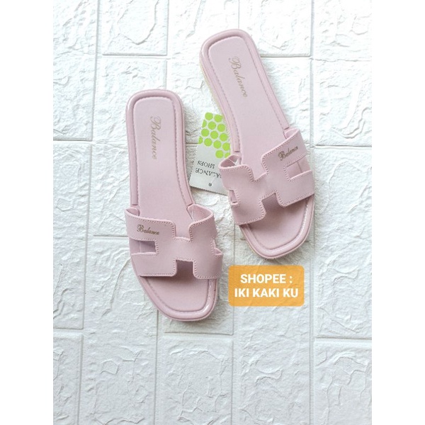 SANDAL WANITA DEWASA VEROTINO 1838 KARET SENDAL SLOP PEREMPUAN DEWASA-Pink Muda
