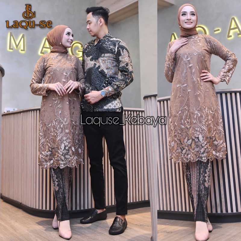 Setelan Kebaya Tunik Batik Couple Modern Terbaru Outfit Pasangan Kondangan Wisuda By Laquse_kebaya2